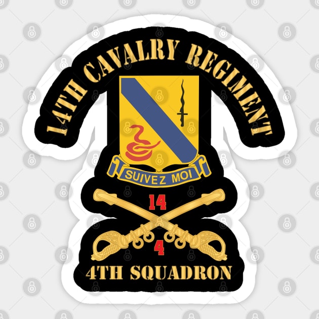 Army - 14th Cavalry Regiment w Cav Br - 4th Squadron - Red Txt X 300 Sticker by twix123844